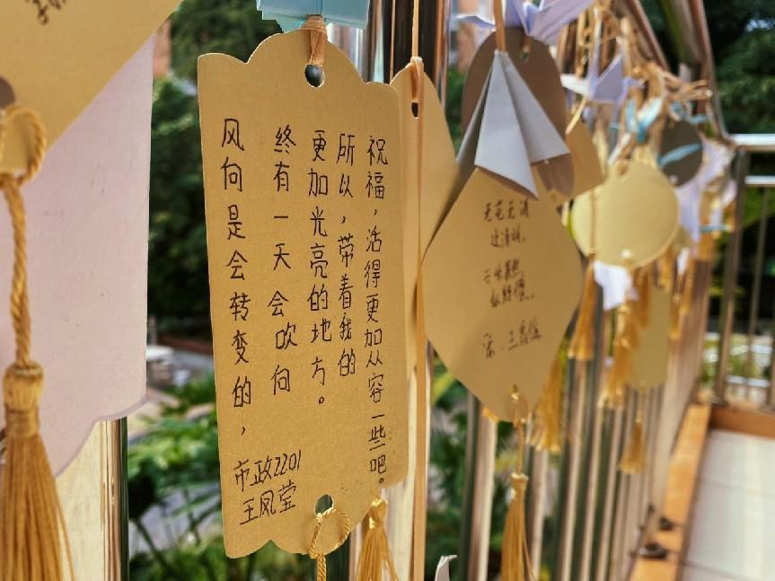 “寄思繩”掛滿了寄語卡片